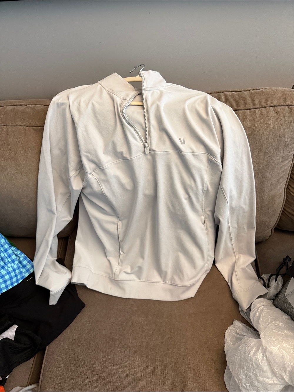 Vuori Light Gray Half-Zip Performance Pullover